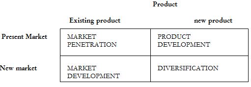 Ansoff’s Product - market growth vector